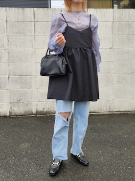 「ISOOK（アイスー）のアイテム（パンツ）」を使った、rimaさん（レディース・160cm）の春コーディネート