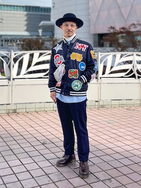 「アイテム（スタジャン）」を使った、初珠さん（メンズ・167cm）の冬コーディネート