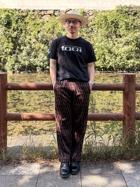 「KIJIMA TAKAYUKI（キジマ　タカユキ）のアイテム（ハット、ベージュ系）」を使った、初珠さん（メンズ・167cm）の春コーディネート