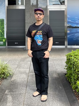 「アイテム（バングル/リストバンド）」を使った、初珠さん（メンズ・167cm）の夏コーディネート