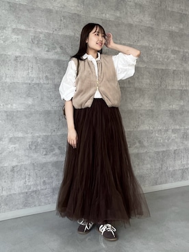 「DouDou（ドゥドゥ）のアイテム（スカート）」を使った、doudouhonokaさん（レディース・160cm）の秋コーディネート