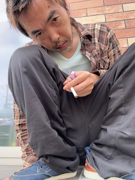 「Right-on（ライトオン）のアイテム（Tシャツ/カットソー、ブルー系）」を使った、yuukiichikou16さん（メンズ・174cm）の秋コーディネート
