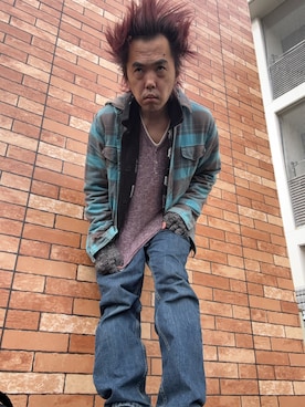 「Lee（リー）のアイテム（デニムパンツ、ブルー系）」を使った、yuukiichikou16さん（メンズ・174cm）の夏コーディネート