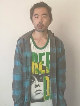 「わからないのアイテム（ダッフルコート、ブルー系）」を使った、yuukiichikou16さん（メンズ・174cm）の夏コーディネート