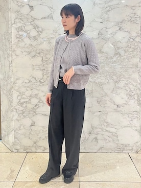 「grove（グローブ）のバイカラーハイネックニット（ニット/セーター、グレー系）」を使った、しのさん（レディース・163cm）の冬コーディネート