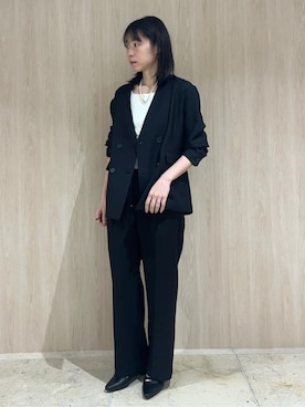 「grove（グローブ）の2WAYスクエアニットタンク（タンクトップ、ホワイト系）」を使った、しのさん（レディース・163cm）の春コーディネート