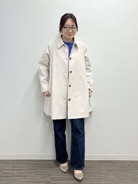 「ITS'DEMO（イッツデモ）の【洗濯機OK】花粉防止リブドルマンニット（ニット/セーター、ブルー系）」を使った、Saoriさんの冬コーディネート