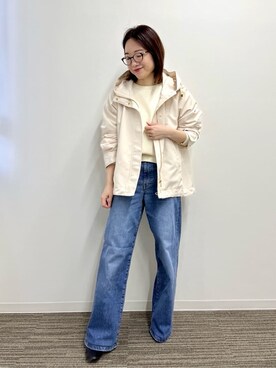 「ITS'DEMO（イッツデモ）の【撥水・花粉防止／手洗い可】マウンテンパーカー（その他アウター、ホワイト系）」を使った、Saoriさんの冬コーディネート