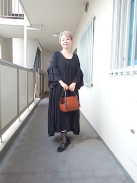 「アイテム（アンダーウェア、ブラック系）」を使った、佐知枝さん（レディース・154cm）の夏コーディネート