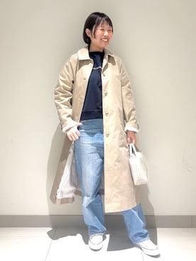 「Dessin（デッサン）の【洗える】ワイドカーブシルエット12OZデニム（その他パンツ、ブルー系）」を使った、Liriさん（レディース・157cm）の冬コーディネート