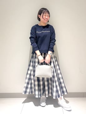 「Dessin（デッサン）の【2WAY】ラウンドフォルムショルダーバッグ（ショルダーバッグ、ホワイト系）」を使った、Liriさん（レディース・157cm）の冬コーディネート