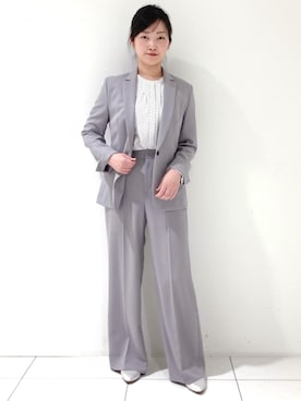 「アイテム（スーツジャケット、グレー系）」を使った、momokoさん（レディース・157cm）の春コーディネート