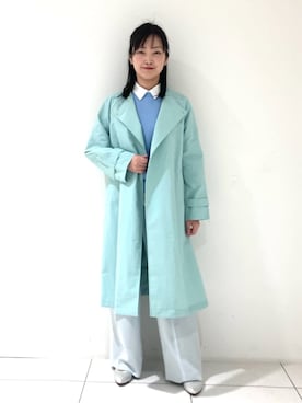 「アイテム（トレンチコート、グリーン系）」を使った、momokoさん（レディース・157cm）の春コーディネート