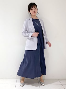 「アイテム（スーツジャケット、グレー系）」を使った、momokoさん（レディース・157cm）の春コーディネート