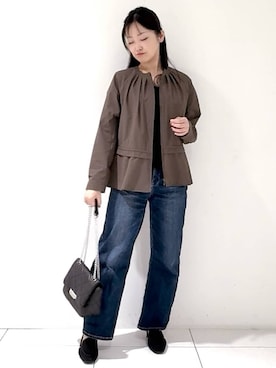 「INDIVI（インディヴィ）のアイテム（ブルゾン）」を使った、momokoさん（レディース・157cm）の冬コーディネート