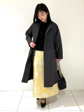 「アイテム（トレンチコート、グレー系）」を使った、momokoさん（レディース・157cm）の春コーディネート