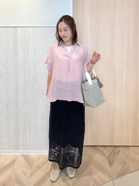「アイテム（その他トップス、ピンク系）」を使った、tomoさん（レディース・156cm）の夏コーディネート