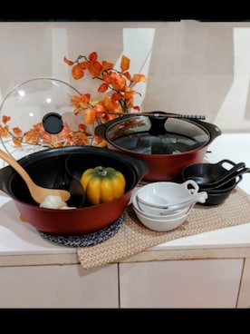 「212 KITCHEN STORE（トゥワントゥキッチンストア）の◆ステイドリーム ふっ素加工 IH対応ガラス蓋付 二食鍋 26cm（鍋/フライパン、その他）」を使った、ナツさん（レディース・160cm）の秋コーディネート