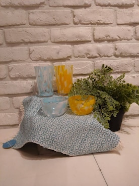 「212 KITCHEN STORE（トゥワントゥキッチンストア）の花氷菓 グラス 明（グラス/マグカップ/タンブラー、その他）」を使った、ナツさん（レディース・160cm）の春コーディネート
