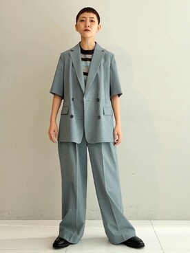 「DRESSTERIOR（ドレステリア）の【otonaMUSE5月号掲載/セットアップ可】ウォッシャブルイージーサマージャケット（テーラードジャケット、ブルー系）」を使った、OCHIAIさん（レディース・158cm）の春コーディネート