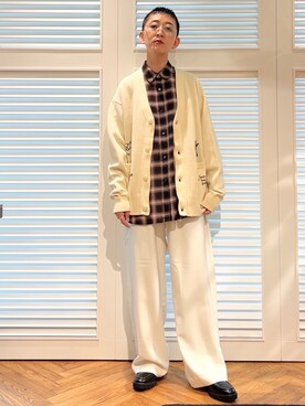 「DRESSTERIOR（ドレステリア）の【ウォッシャブル】ビエラオンブレチェックシャツ（シャツ/ブラウス、レッド系）」を使った、OCHIAIさん（レディース・158cm）の秋コーディネート