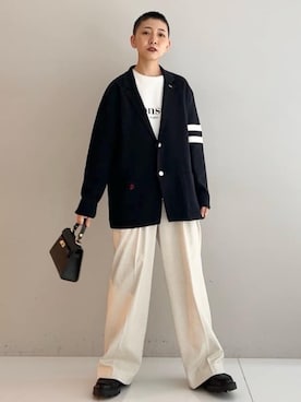 「DRESSTERIOR（ドレステリア）の【ウォッシャブル】スプリング ニットジャケット（カーディガン/ボレロ、ブルー系）」を使った、OCHIAIさん（レディース・158cm）の冬コーディネート