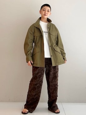 「DRESSTERIOR（ドレステリア）の【ウォッシャブル】コンパクトコットンミリタリーブルゾン（ブルゾン、グリーン系）」を使った、OCHIAIさん（レディース・158cm）の春コーディネート