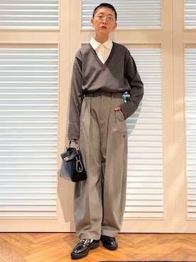 「DRESSTERIOR（ドレステリア）の【春カラー/通勤/ウォッシャブル】オックスフォードシャツ（シャツ/ブラウス、ホワイト系）」を使った、OCHIAIさん（レディース・158cm）の秋コーディネート