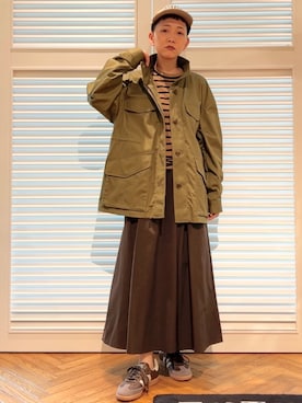 「DRESSTERIOR（ドレステリア）の【ウォッシャブル】コンパクトコットンミリタリーブルゾン（ブルゾン、グリーン系）」を使った、OCHIAIさん（レディース・158cm）の秋コーディネート