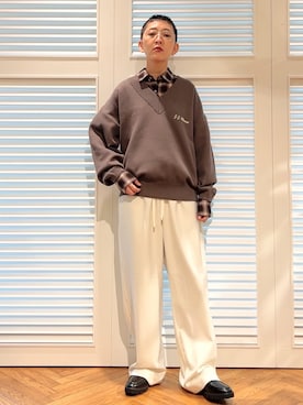 「DRESSTERIOR（ドレステリア）の【ウォッシャブル】ビエラオンブレチェックシャツ（シャツ/ブラウス、レッド系）」を使った、OCHIAIさん（レディース・158cm）の秋コーディネート