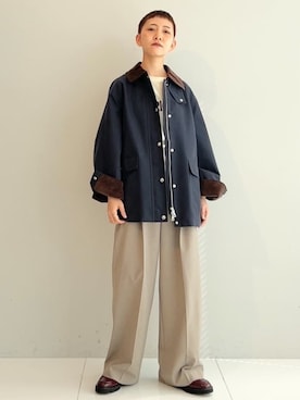 「DRESSTERIOR（ドレステリア）の【ウォッシャブル】スプリング ハンティングジャケット（ブルゾン、ブルー系）」を使った、OCHIAIさん（レディース・158cm）の春コーディネート