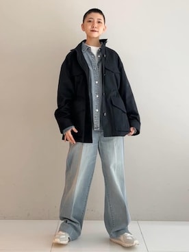 「DRESSTERIOR（ドレステリア）の【ウォッシャブル】コンパクトコットンミリタリーブルゾン（ブルゾン、ブルー系）」を使った、OCHIAIさん（レディース・158cm）の春コーディネート