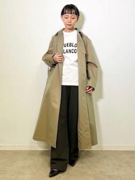 「アイテム（トレンチコート、グリーン系）」を使った、OCHIAIさん（レディース・158cm）の冬コーディネート