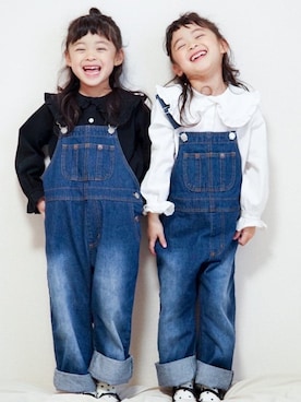 「BRANSHES（ブランシェス）のアイテム（オールインワン・サロペット）」を使った、yuzu/suzuさん（キッズ・110cm）の冬コーディネート