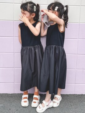 「coca（coca）（コカ）のアイテム（ワンピース/ドレス）」を使った、yuzu/suzuさん（キッズ・110cm）の夏コーディネート