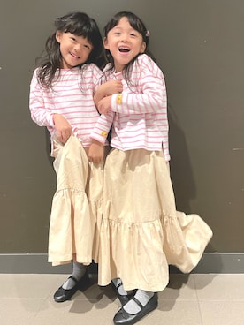 「H&M（エイチ・アンド・エム）のアイテム（その他シューズ）」を使った、yuzu/suzuさん（キッズ・110cm）の秋コーディネート