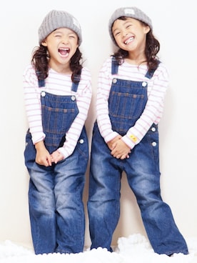「BRANSHES（ブランシェス）のアイテム（オールインワン・サロペット）」を使った、yuzu/suzuさん（キッズ・110cm）の秋コーディネート