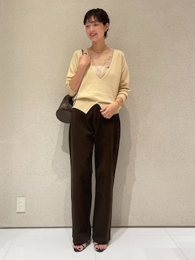 「アイテム（その他トップス、ベージュ系）」を使った、Risaさん（レディース・170cm）の秋コーディネート