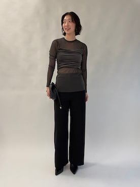 「SLOBE IENA（スローブイエナ）のアイテム（クラッチバッグ）」を使った、yukaさん（レディース・172cm）の秋コーディネート