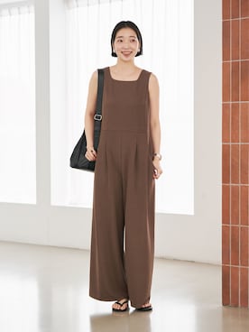 「SLOBE IENA（スローブイエナ）の《WEB限定サイズ有り/3サイズ展開》カットオールインワン（つなぎ/オールインワン、グリーン系）」を使った、yukaさん（レディース・172cm）の春コーディネート