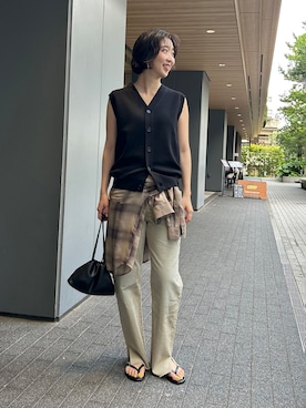 「Levi's（リーバイス）の《追加》Levi’s/リーバイス SLOBE別注 501'90s デニムパンツ（デニムパンツ、ベージュ系）」を使った、yukaさん（レディース・172cm）の夏コーディネート