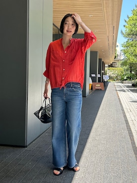 「Healthy denim（ヘルシーデニム）の《追加》Healthy DENIM/ヘルシーデニム SLOBE別注 PINK PEPPER（デニムパンツ、ブルー系）」を使った、yukaさん（レディース・172cm）の春コーディネート