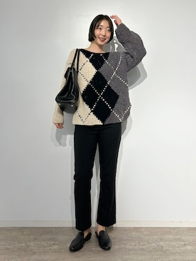「SLOBE IENA（スローブイエナ）の《4サイズ展開》スティックパンツ（スラックス、ブラック系）」を使った、yukaさん（レディース・172cm）の夏コーディネート