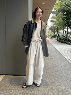 「SLOBE IENA（スローブイエナ）の《追加》コットンニュアンストレンチコート（トレンチコート、グレー系）」を使った、yukaさん（レディース・172cm）の春コーディネート