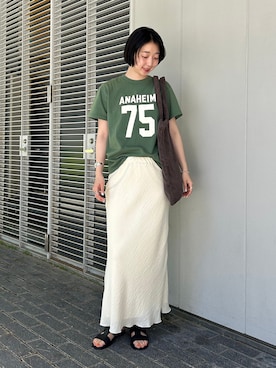 「SLOBE IENA（スローブイエナ）のカラミナロースカート（スカート、ホワイト系）」を使った、yukaさん（レディース・172cm）の春コーディネート