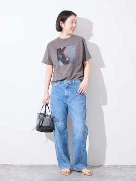 「Lee（リー）のLEE/リー SLOBE別注 カーブデニム　LL8030（デニムパンツ、ブルー系）」を使った、yukaさん（レディース・172cm）の春コーディネート