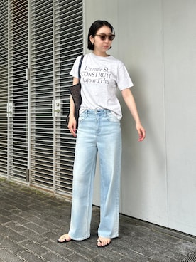 「Healthy denim（ヘルシーデニム）のHealthy Denim/ヘルシーデニム SLOBE別注 PINK PEPPER（デニムパンツ、ブルー系）」を使った、yukaさん（レディース・172cm）の春コーディネート