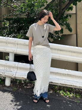 「SLOBE IENA（スローブイエナ）のセミフレアデニム（デニムパンツ、ブルー系）」を使った、yukaさん（レディース・172cm）の春コーディネート