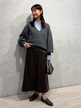 「SLOBE IENA（スローブイエナ）のアイテム（スカート）」を使った、chihiroさん（レディース・159cm）の秋コーディネート