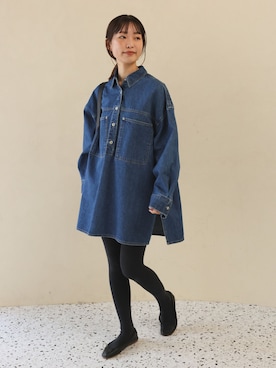 「SLOBE IENA（スローブイエナ）の《追加》bonitas/ボニータス バレエシューズ（バレエシューズ、ブラック系）」を使った、chihiroさん（レディース・159cm）の冬コーディネート